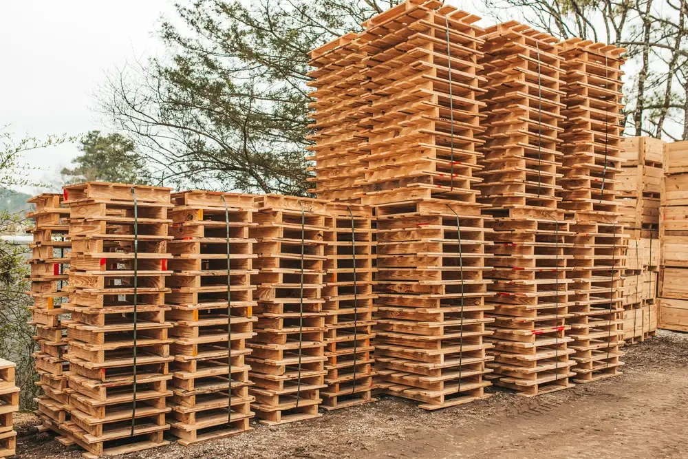Quality stacks of wooden pallets ready for recovery